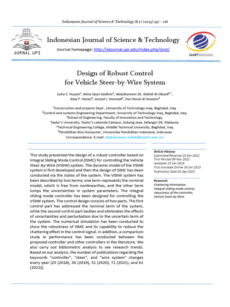 Design of Robust Control For Vehicle Steer-by-Wire System | PDF ...