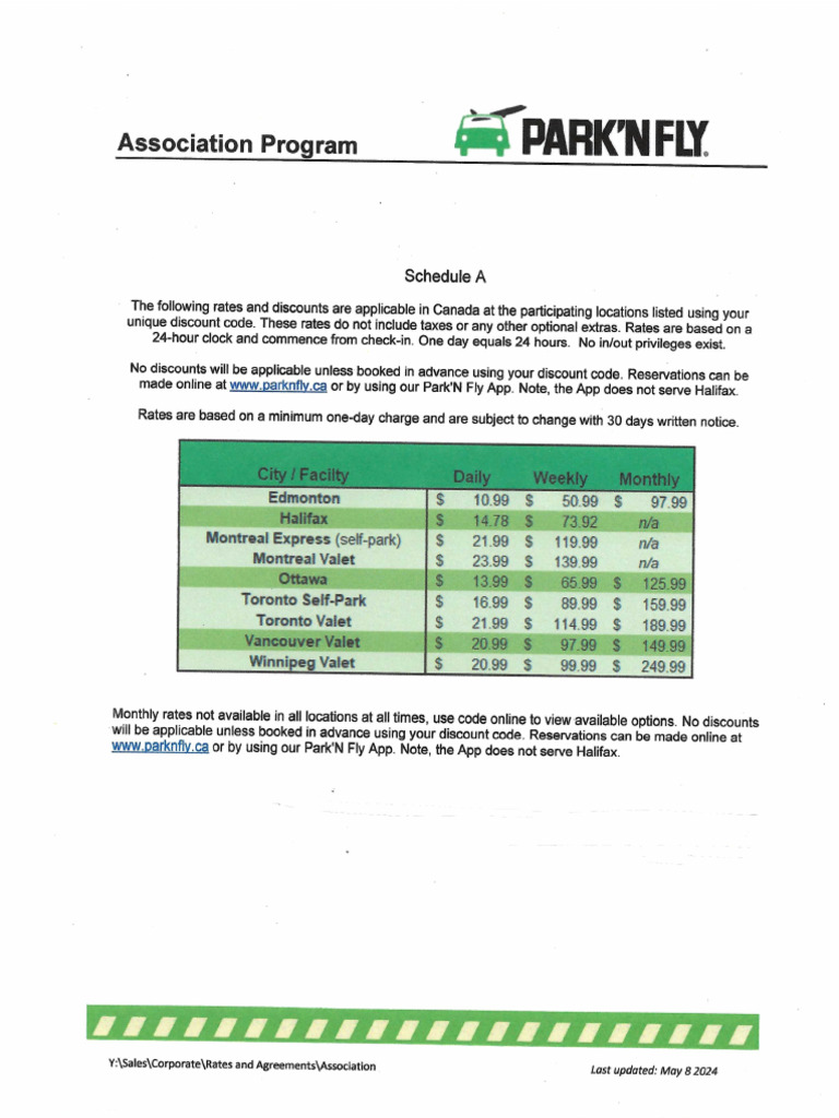 IUOE ParkN Fly Rate Sheet | PDF
