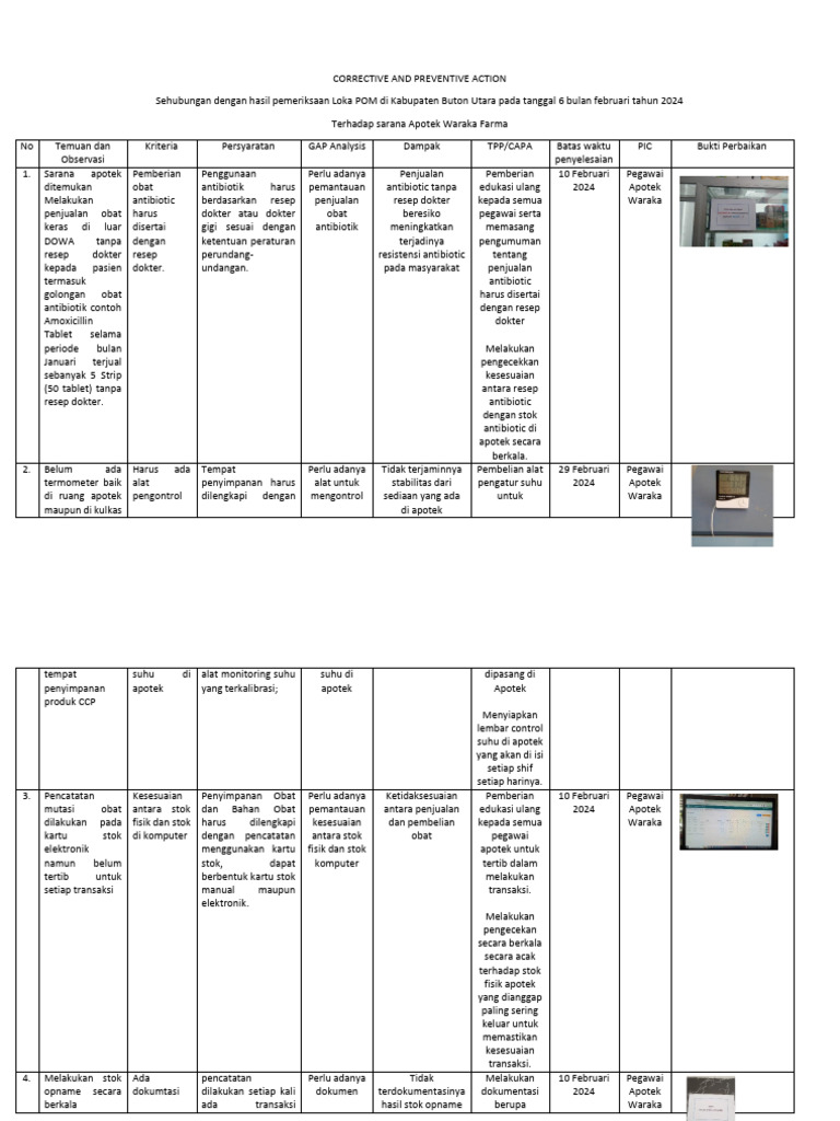 CORRECTIVE AND PREVENTIVE ACTION PERBAIKAN | PDF