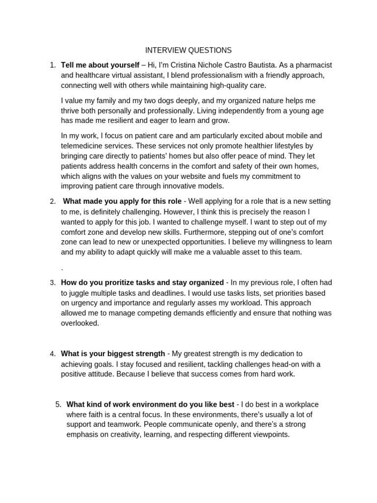 Healthcare Virtual Assistant Interview Tips | PDF | Leadership | Health ...