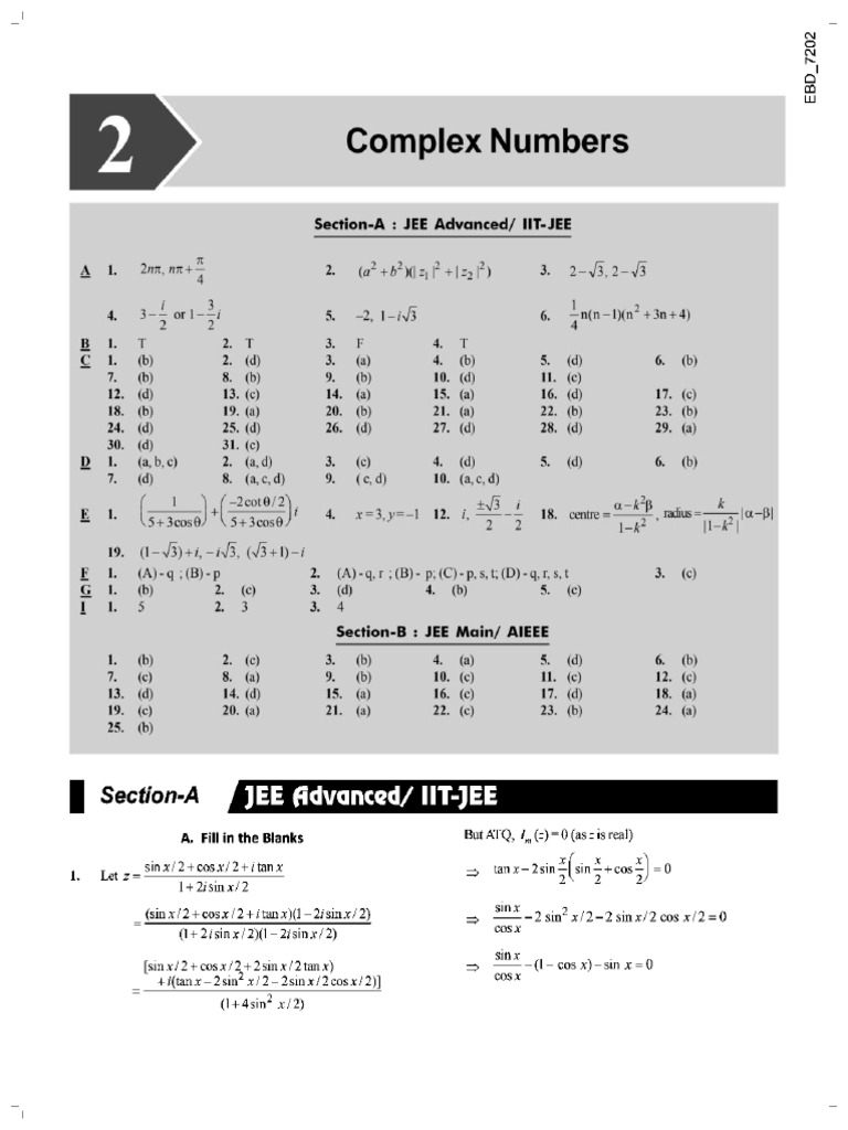 2A. Solutions - Complex Numbers | PDF