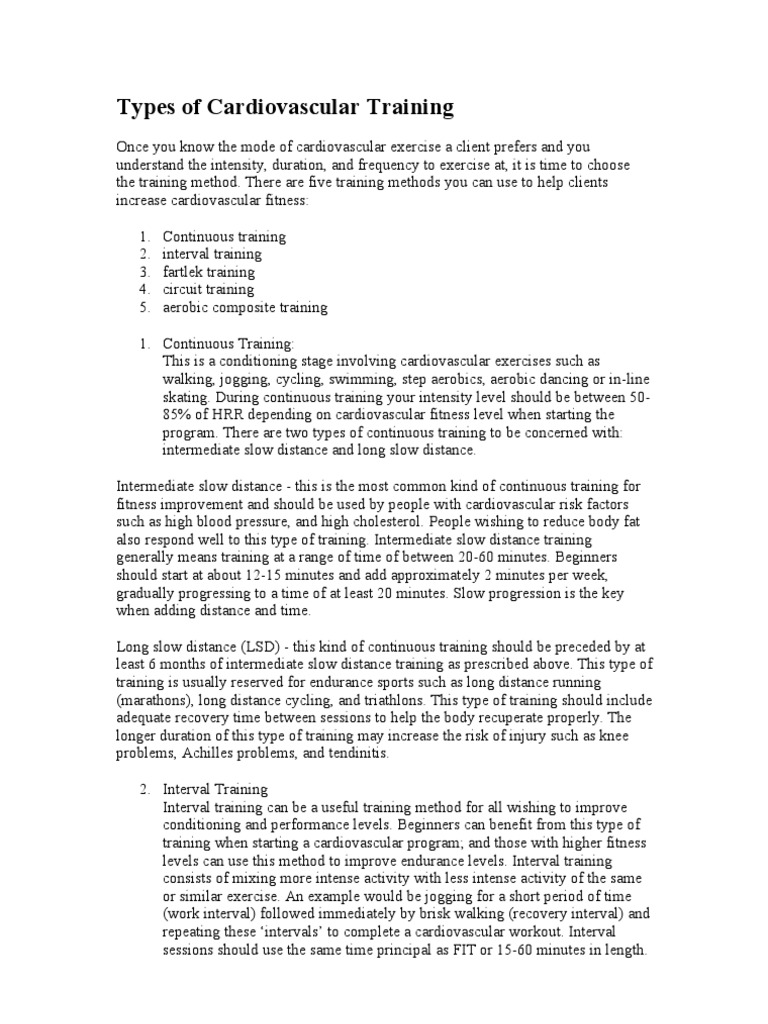 Methods of Cardiovascular Training | PDF | Aerobic Exercise | Physical ...