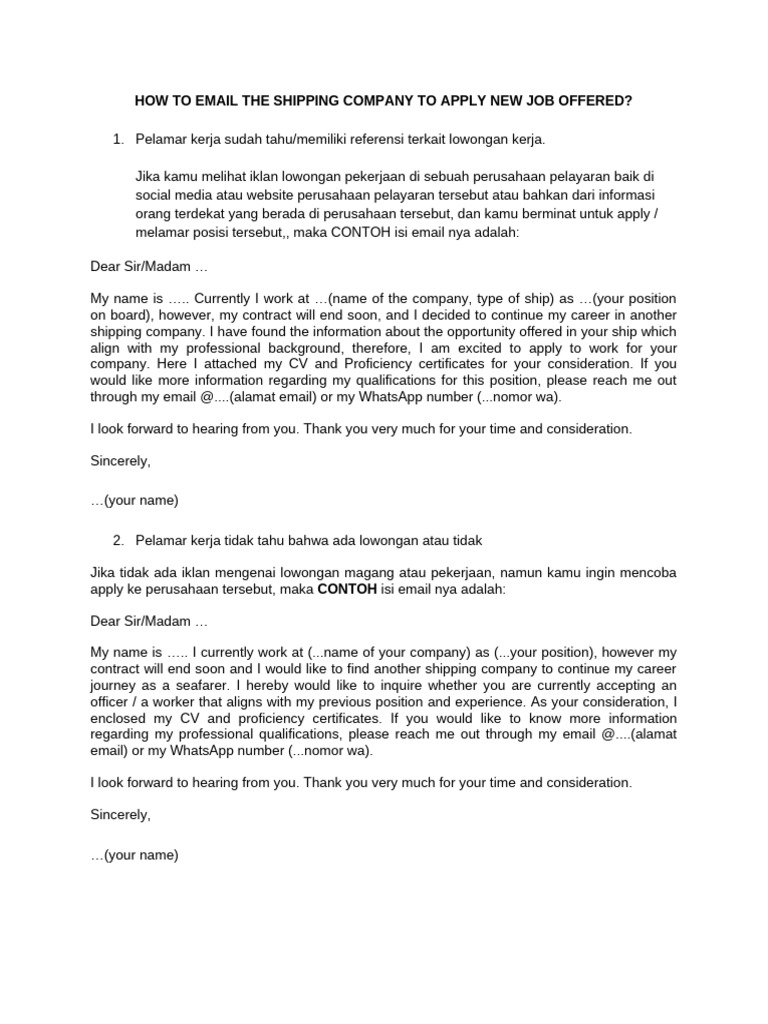 How To Email The Shipping Company | PDF