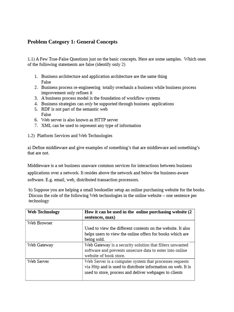 Problem Category 1: General Concepts | PDF