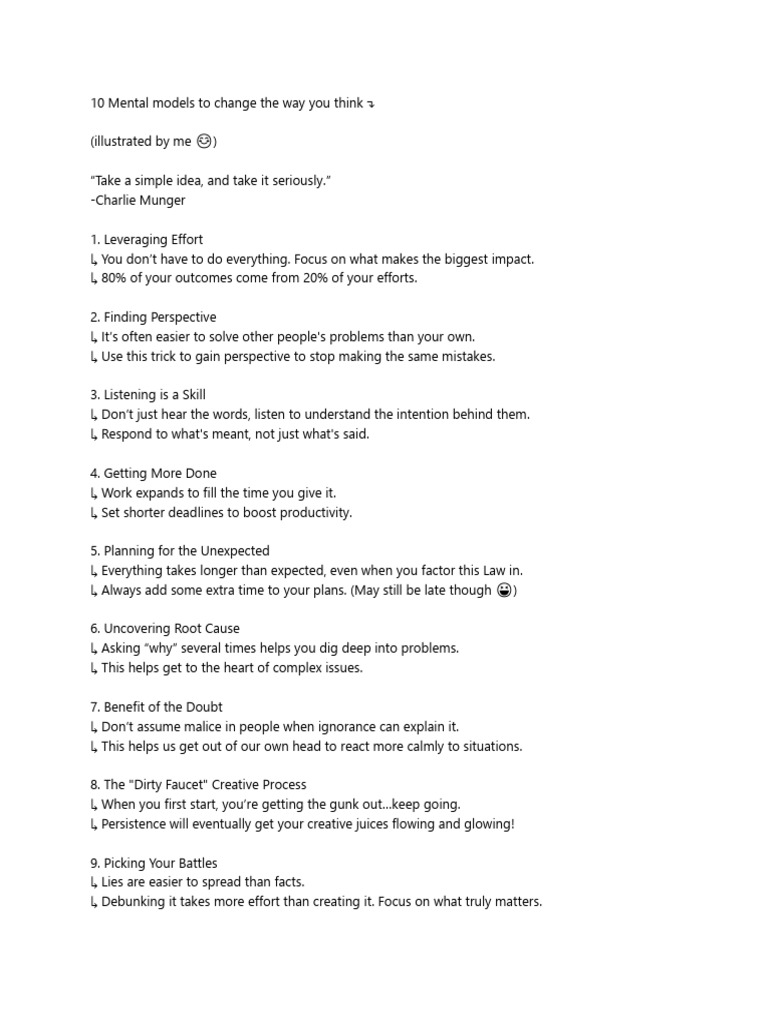 10 Mental Models To Change The Way You Think. | PDF