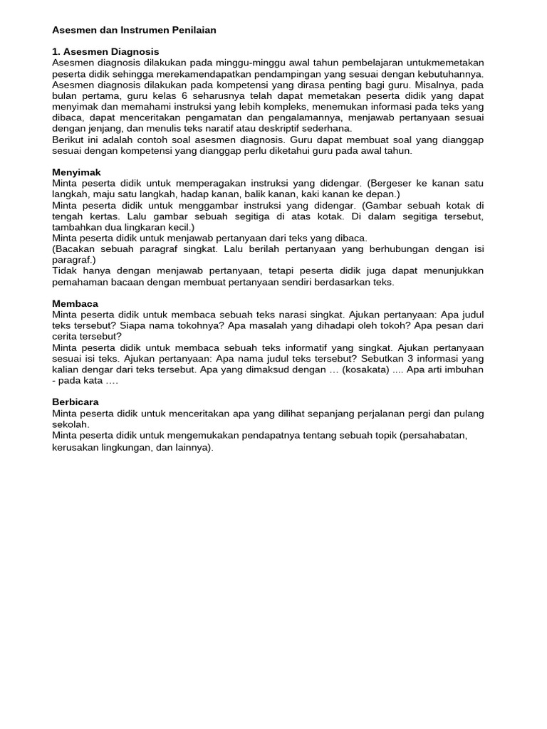 Asesmen Dan Instrumen Penilaian | PDF
