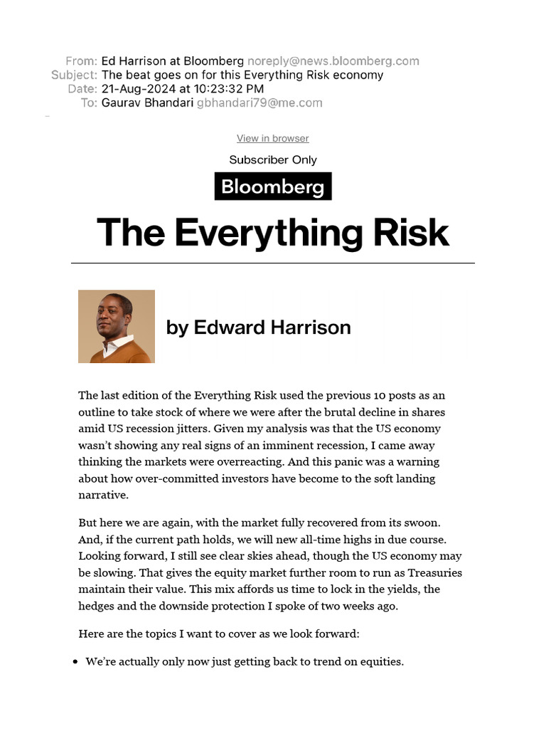 The Beat Goes On For This Everything Risk Economy | PDF