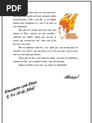 Modelo De Carta Encontro Com Deus  Vários Modelos