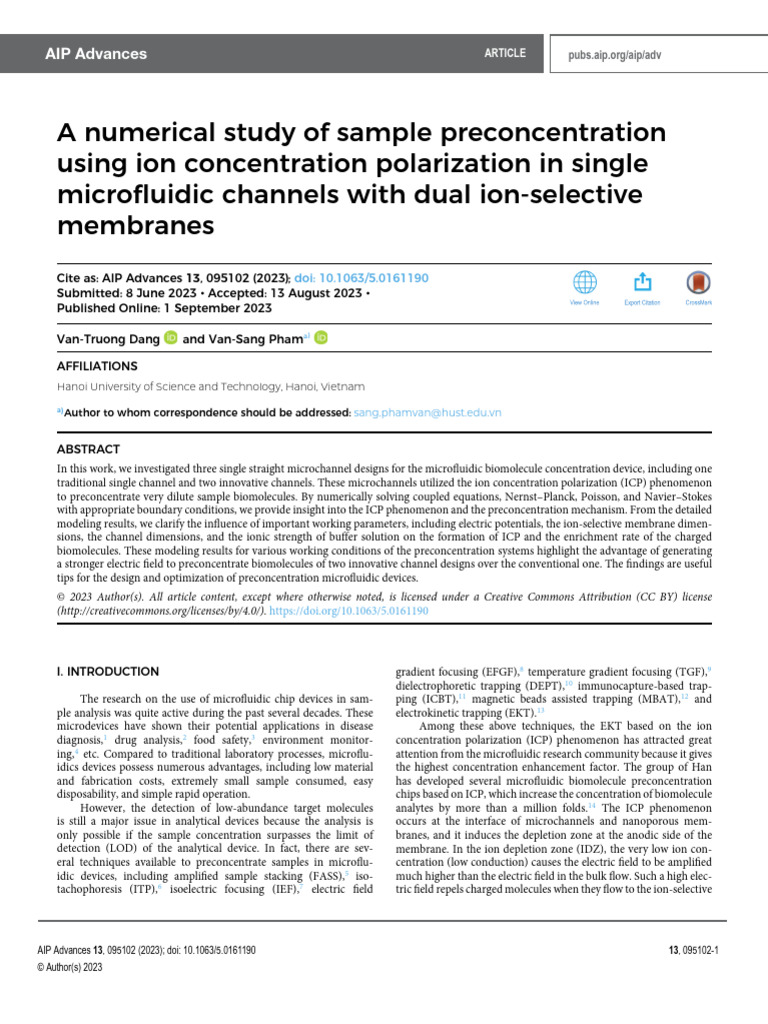A Numerical Study of Sample Preconcentration Using | PDF