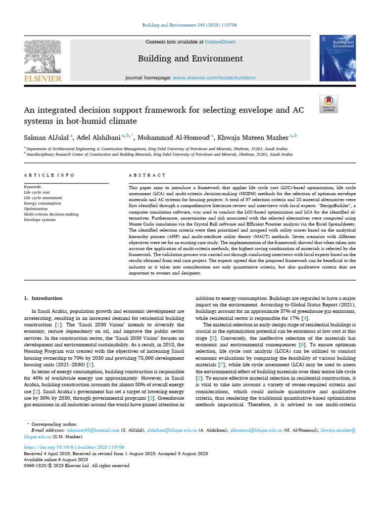 2 - An Integrated Decision Support Framework For Selecting Envelope and ...