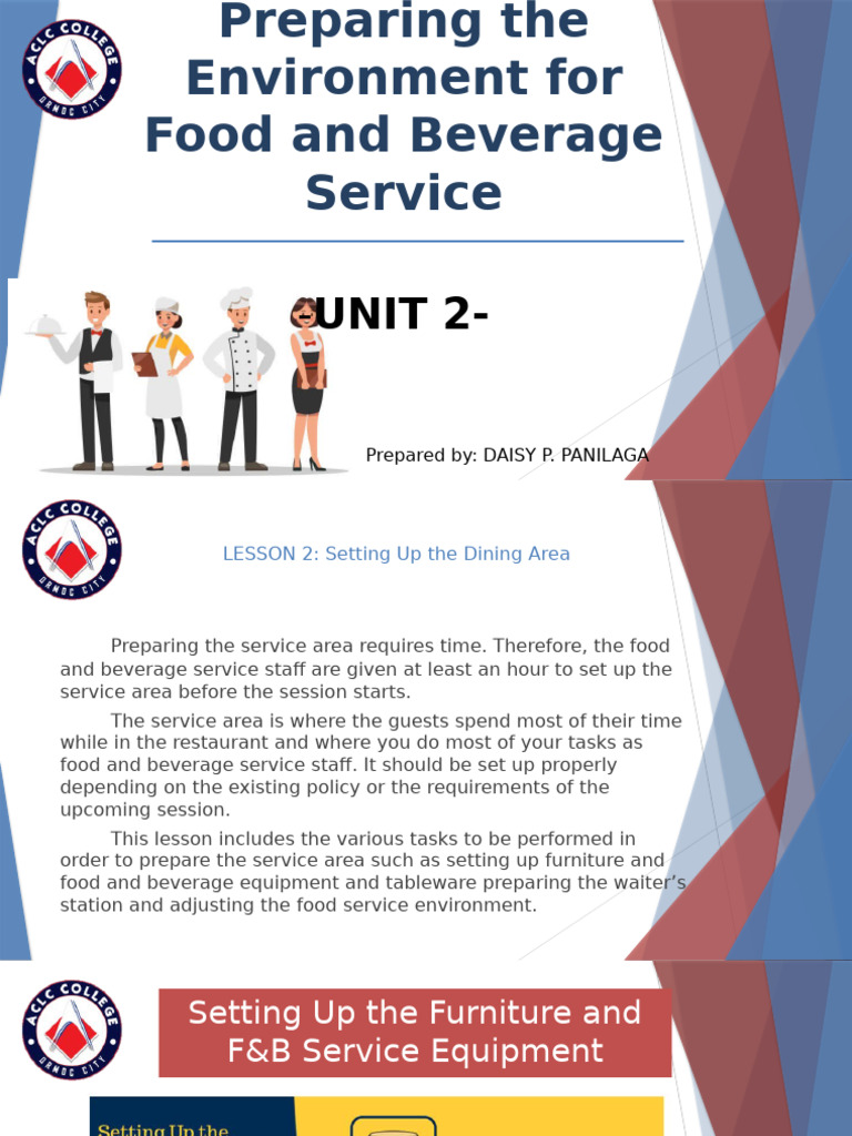 INTRO_UNIT-2-LESSON-2-Setting Up the Dining Area | PDF