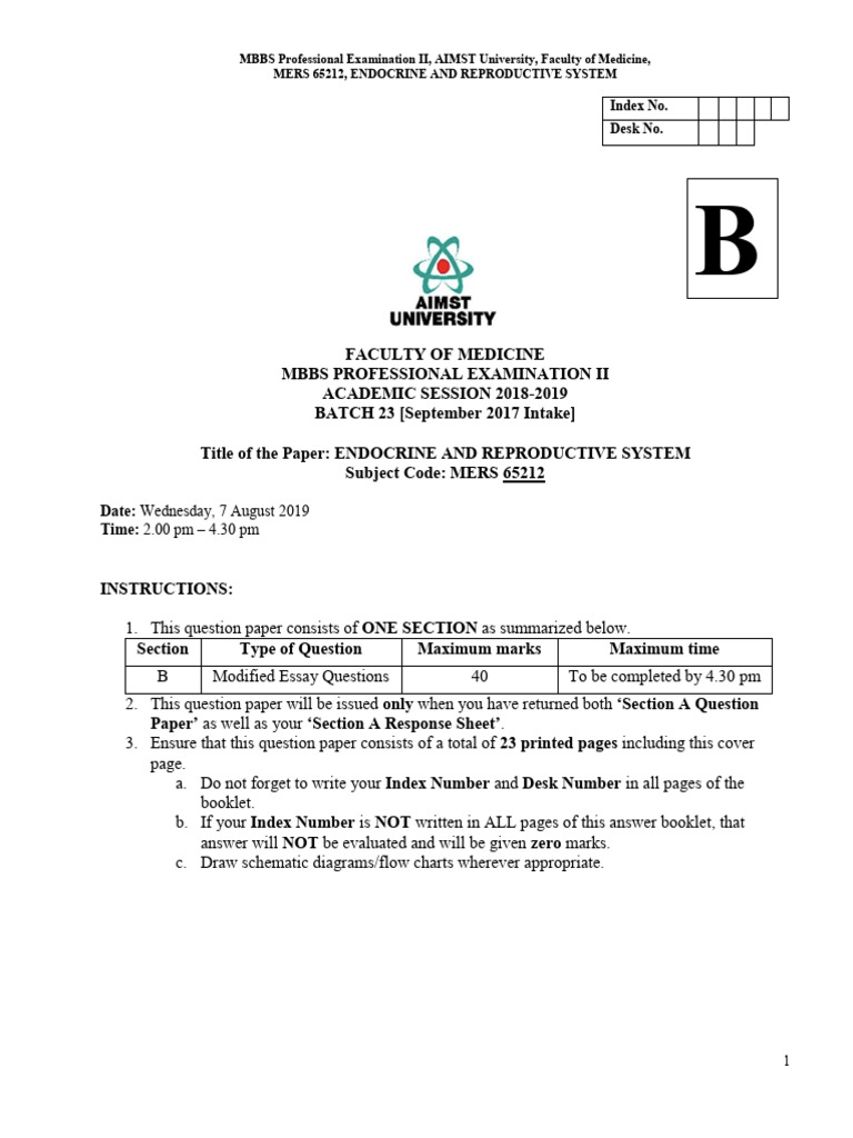 Wednesday, 7 August 2019 2.00 PM 4.30 PM: Section A Question Paper ...