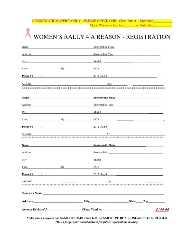 Rally Registration Form | PDF