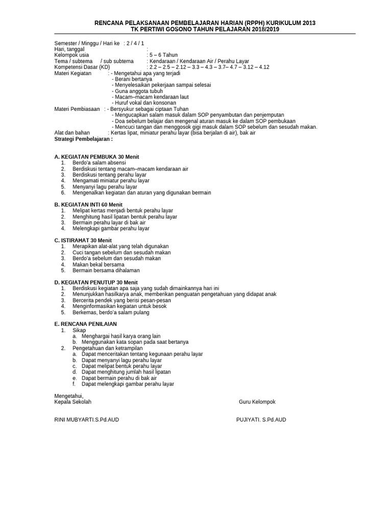 RPPH TK-B SMT2 Minggu - 04 - Kendaraan Air | PDF