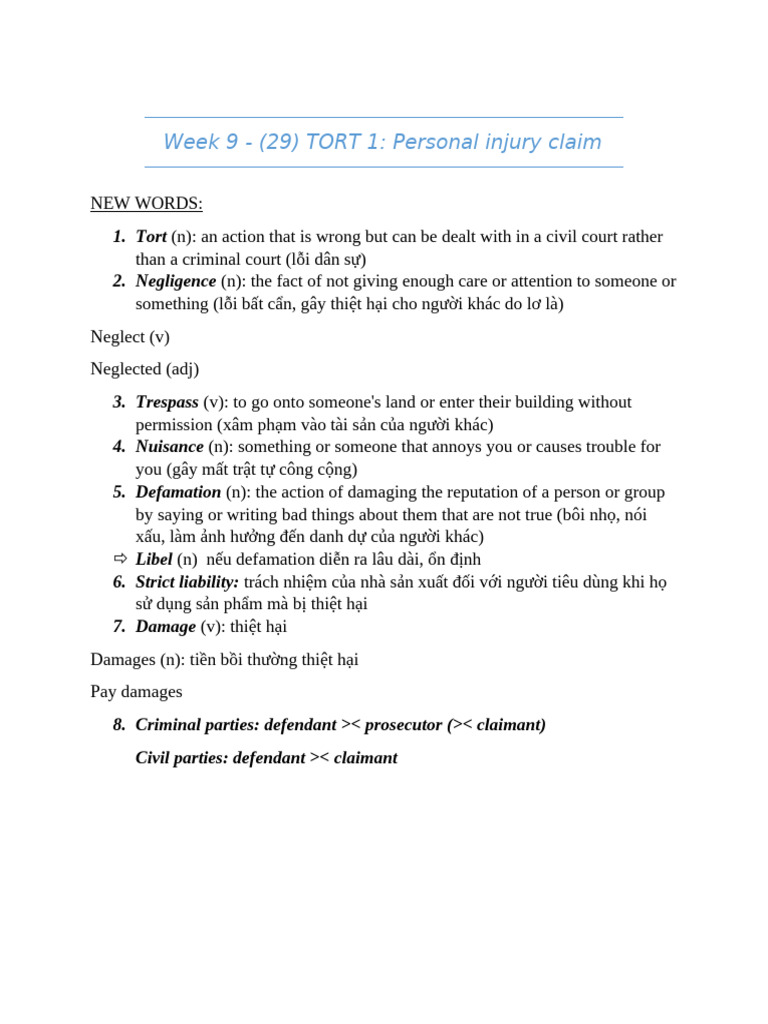 Tort 1 | PDF