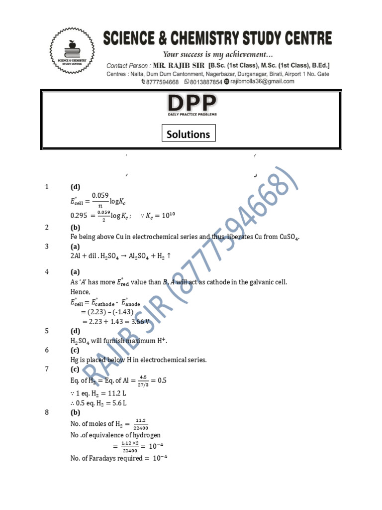 DPP 5 Solutions | PDF
