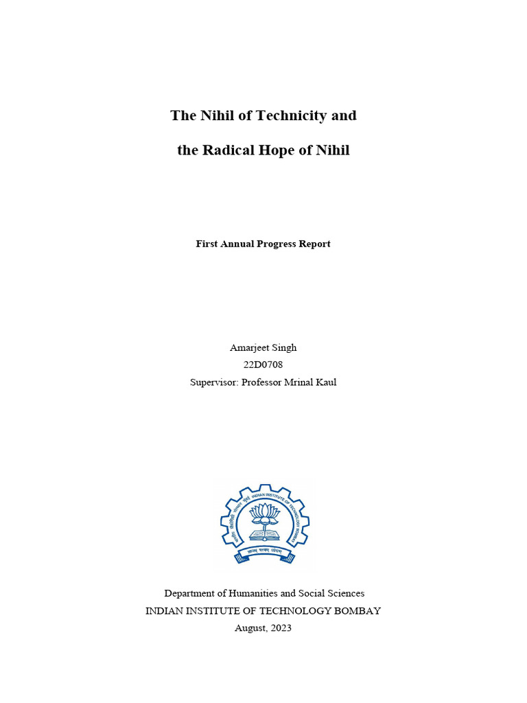 The Nihil of Technicity and The Radical Hope of Nihil | PDF