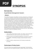 Synopsis: Supermarket Management System