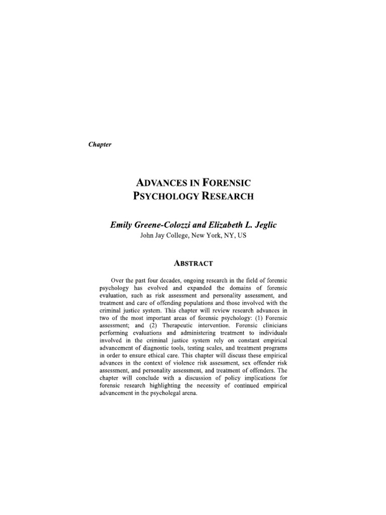Advances in Forensic Psychology Research | PDF