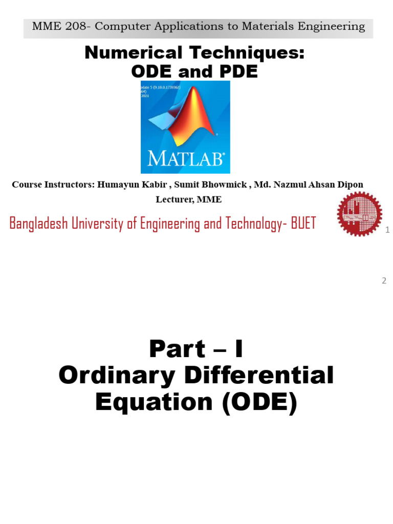 ODE Techniques in MATLAB for Engineers | PDF | Ordinary Differential ...