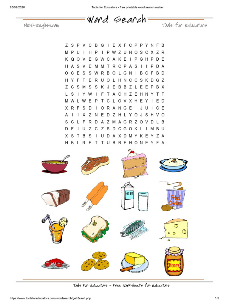 Tools For Educators - Free Printable Word Search Maker | PDF