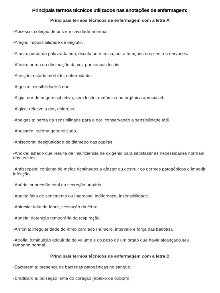 2.2 - Principais Termos Técnicos Utilizados Nas Anotações de Enfermagem ...