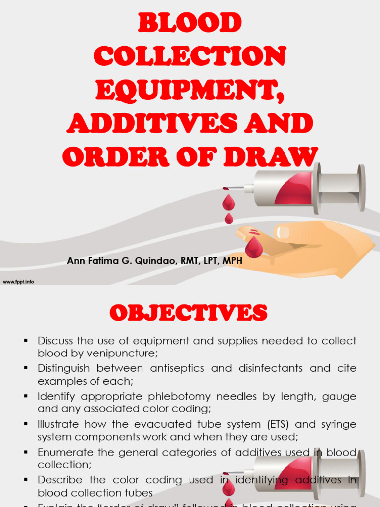 ETS Blood Collection Equipment Guide | PDF | Medical Specialties ...