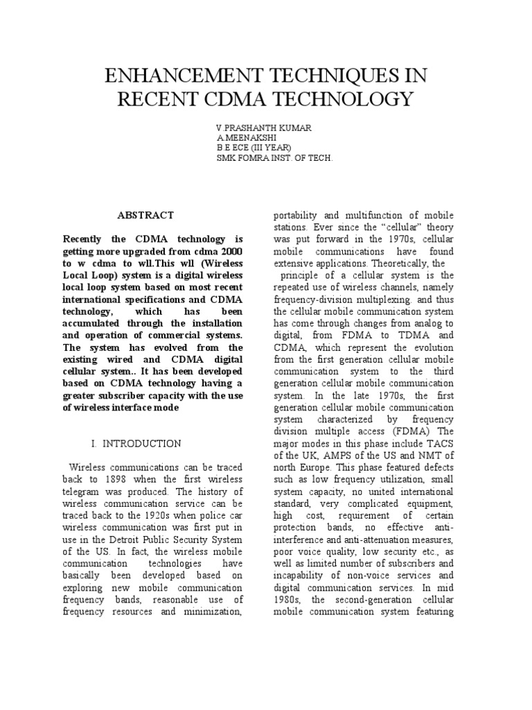 CDMA Technology: Overview and Evolution | PDF | Cellular Network | Code ...