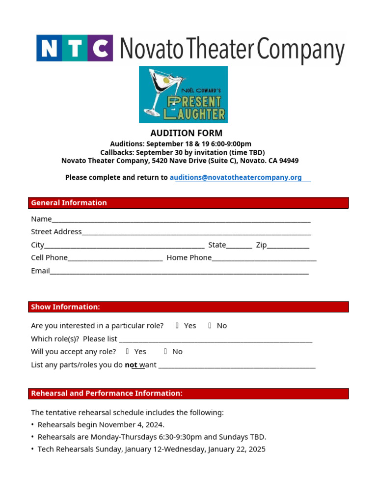 PL - Audition - Form - 0820 | PDF