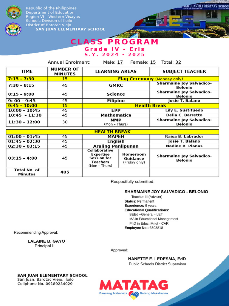 Class Program Intermediate | PDF
