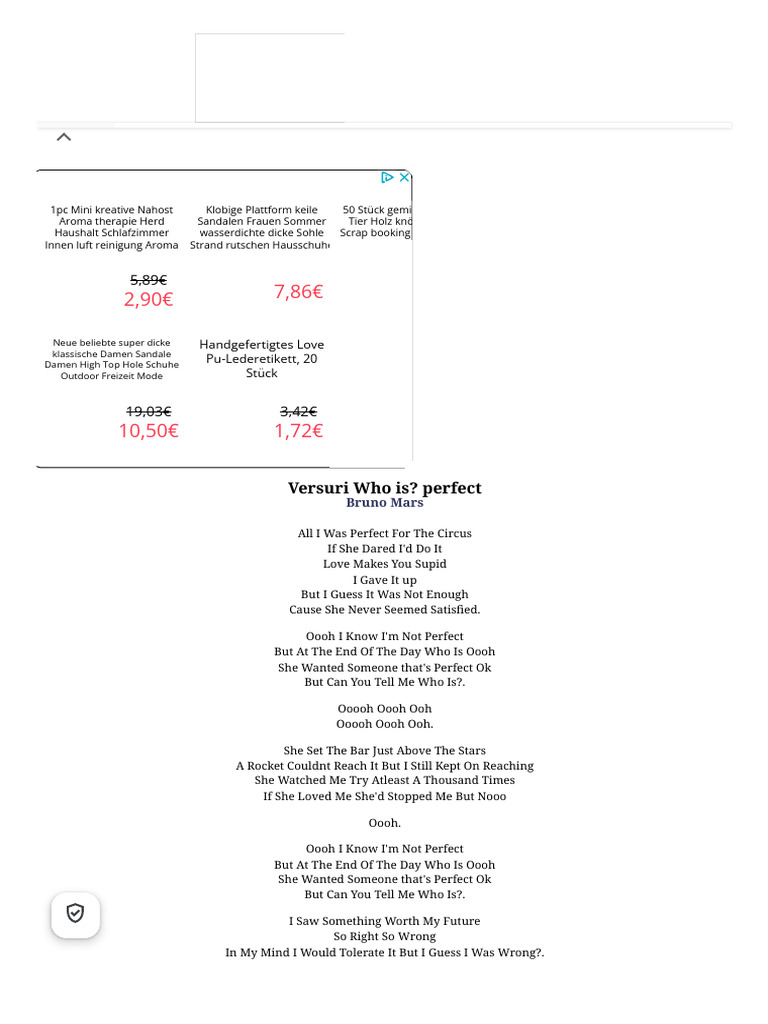 Who Is - Perfect - Versuri Bruno Mars | PDF