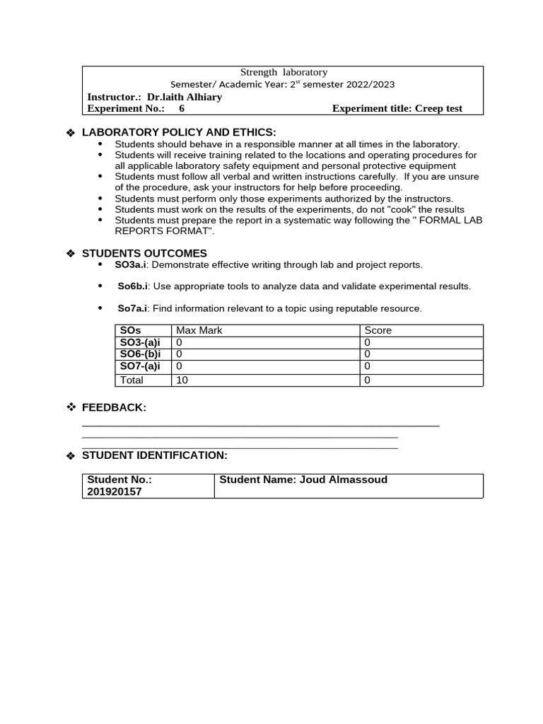 Exp 6 Strength Lab | PDF