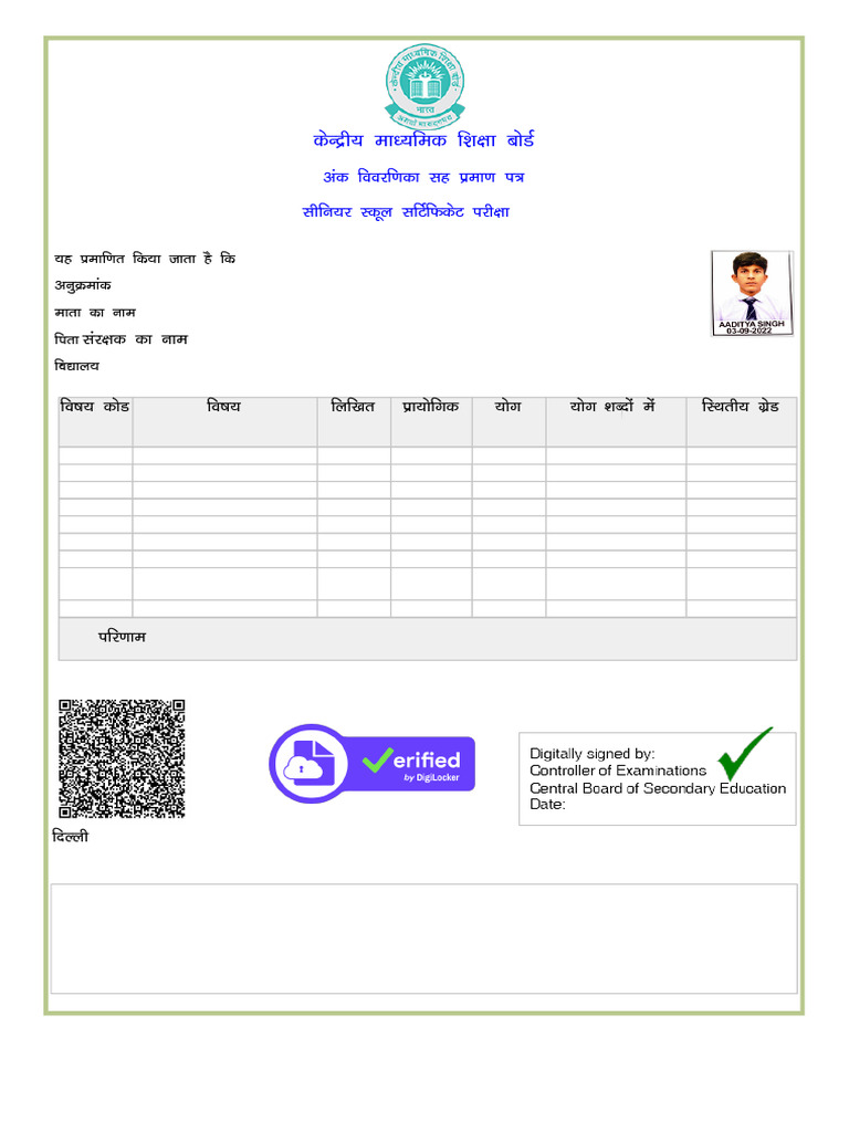 Class 12TH Marksheet | PDF
