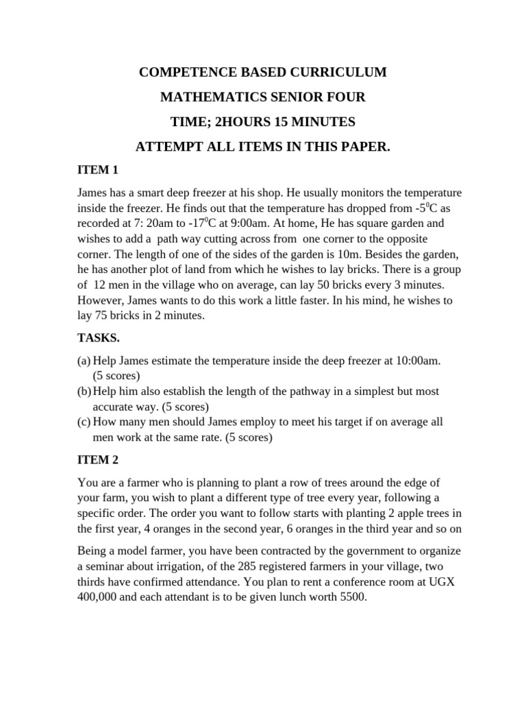 Competence Based Curriculum Senior Four | PDF
