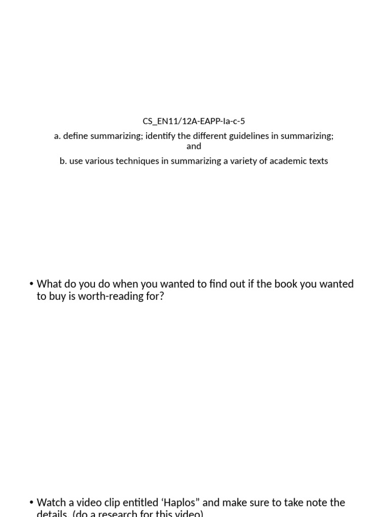 Summarizing pdf