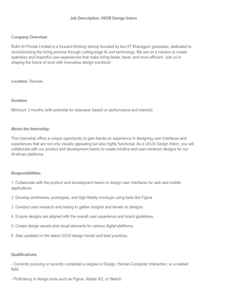 UI - UX Design Intern at Ruthi | PDF