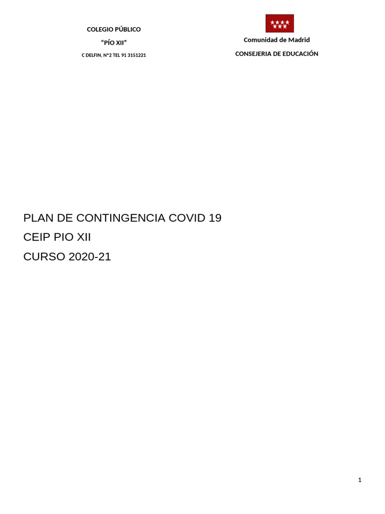 PLAN DE CONTINGENCIA COVID 19 4 Escenarios | PDF