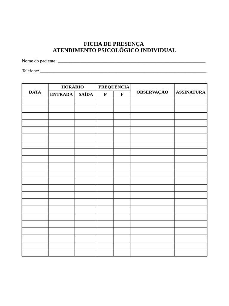 Ficha de Presença | PDF