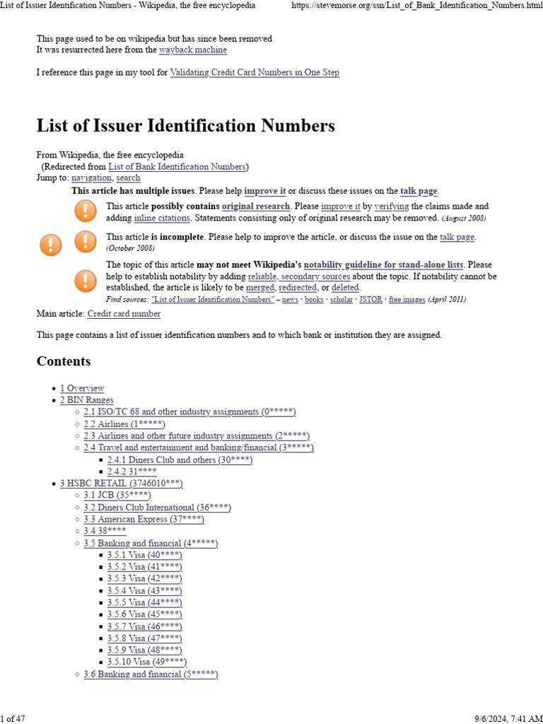 List of Issuer Identification Numbers - Wikipedia, The Free ...