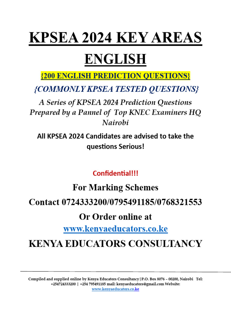 Eng 2024 Kpsea Commonly Tested Qns | PDF