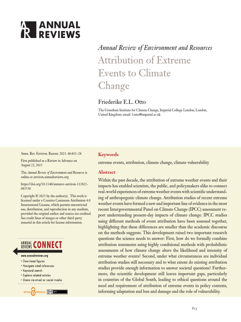 Attribution of Extreme Events To Climate Change | PDF