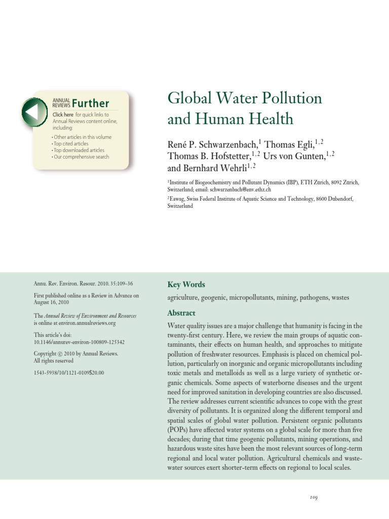 Global Water Pollution and Human Health | PDF
