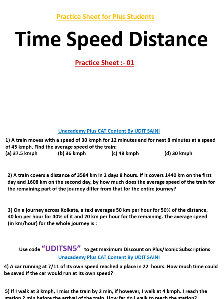 01 Time Speed Distance by Udit Sir r141341351341334134134134 | PDF