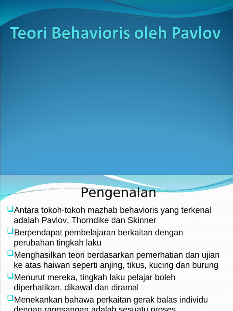 Behaviorism Slides Teori Pavlov90980 | PDF