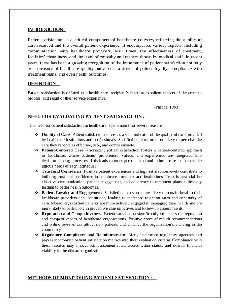 Patient Satisfaction Review | PDF