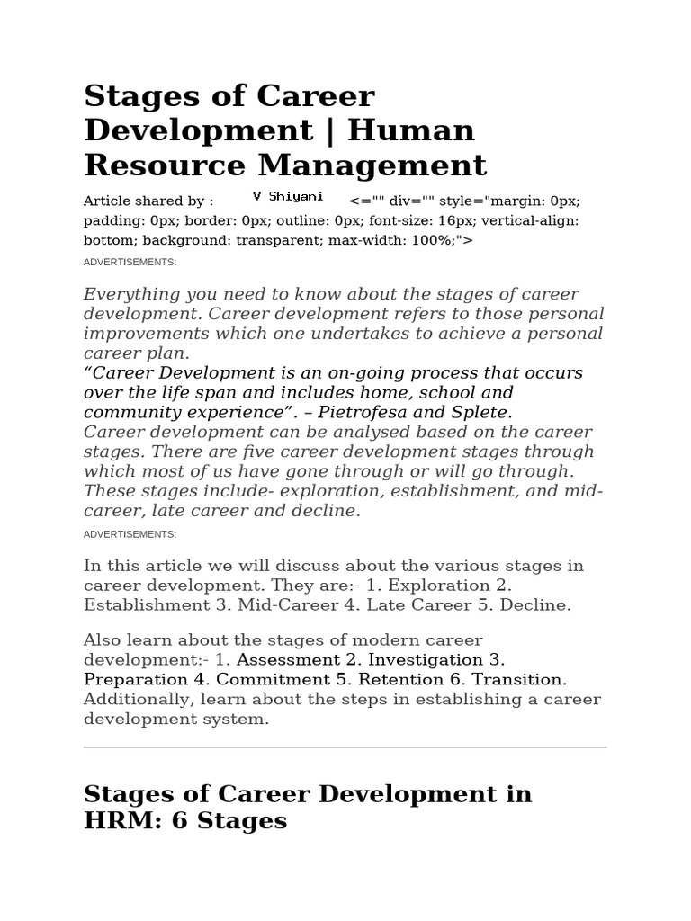 Career Development Stages Explained | PDF | Mentorship | Employment