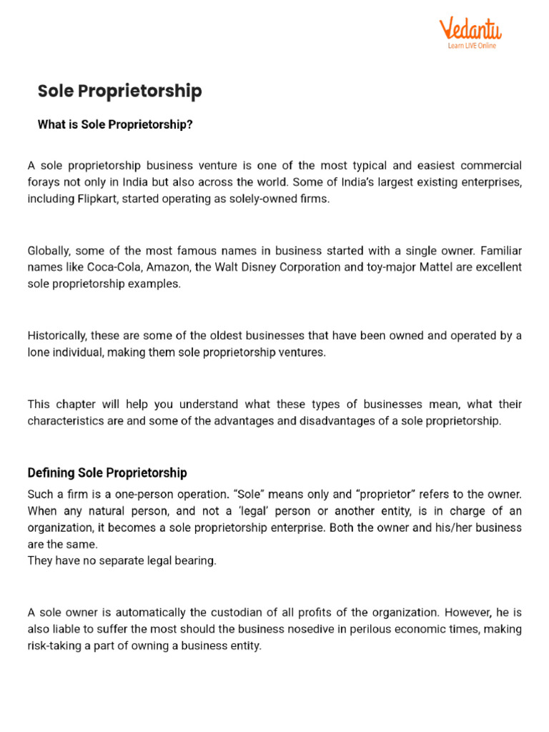 Sole Proprietorship Pdf
