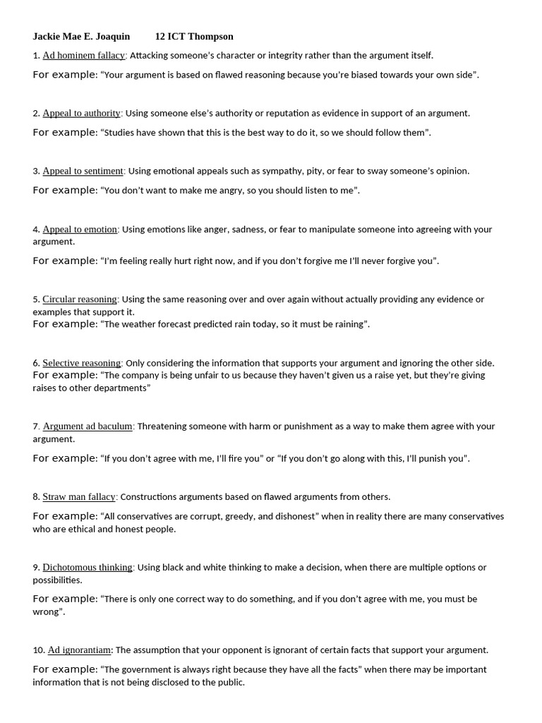 10 Logical Fallacies | PDF