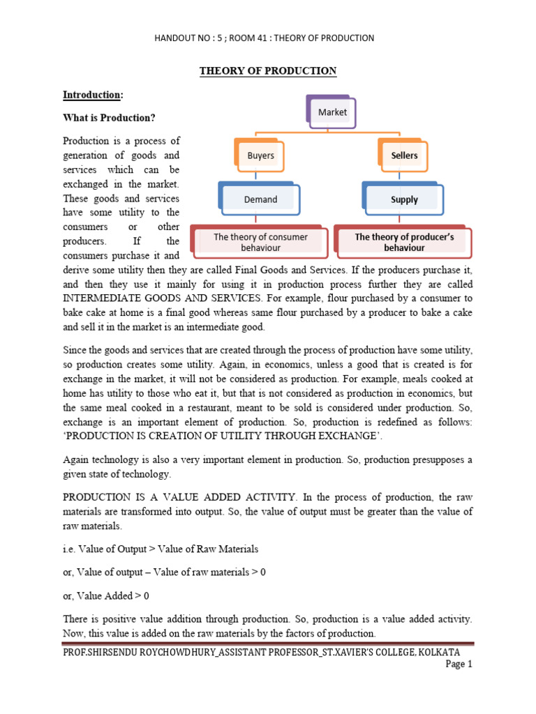 Room 42 Handout No 5 Theory of Production SRC | PDF | Factors Of ...