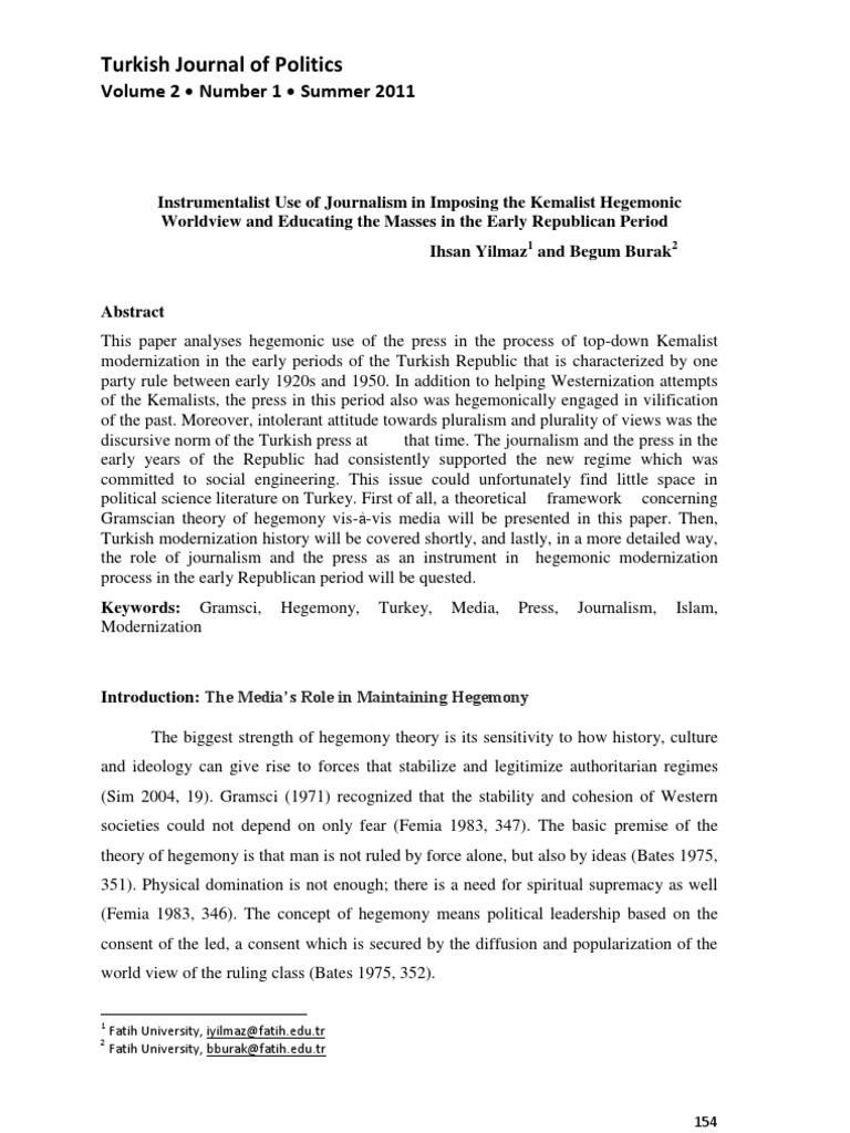 Hegemonic Journalism in Early Turkey | PDF | Hegemony | Turkey